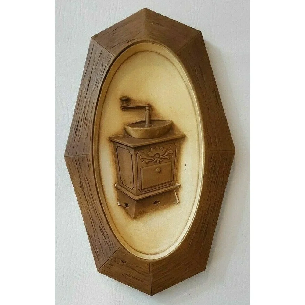 3 MCM Syroco Wall Hangings Vtg 1960s Mid Century Plaques Churn Grinder Bellows